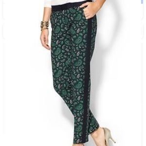 Navy and green Michael Kors printed ankle pants